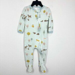 Pottery Barn Kids Size‎ 12-18Month 100% Cotton Baby Blue Forest Footie Pajama